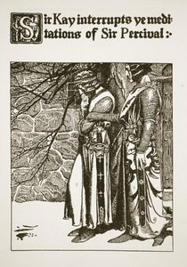 Sir Kay interrumpe las meditaciones de Sir Percival, ilustración de 
